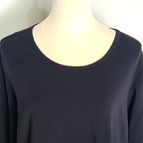 Blair Black Pullover Top with 3/4 Sleeves with Ruching & a Tie, Size 2X - Picture 2 of 8